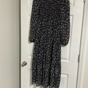Cupshe Floral Maxi Dress - Navy and Pink